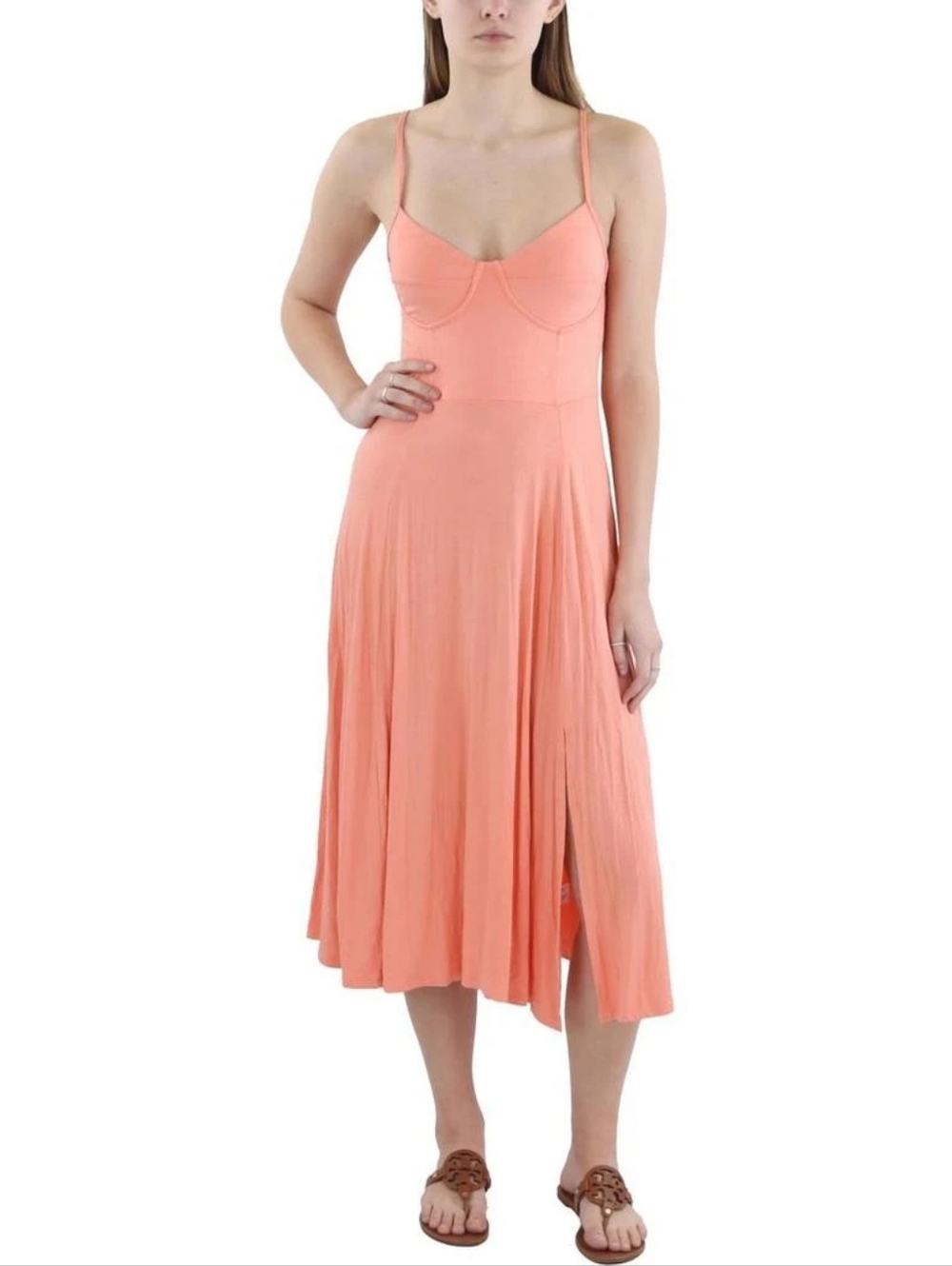 Rayon Dress Dex Coral-Pink Spaghetti Strap - Picture 2 of 8